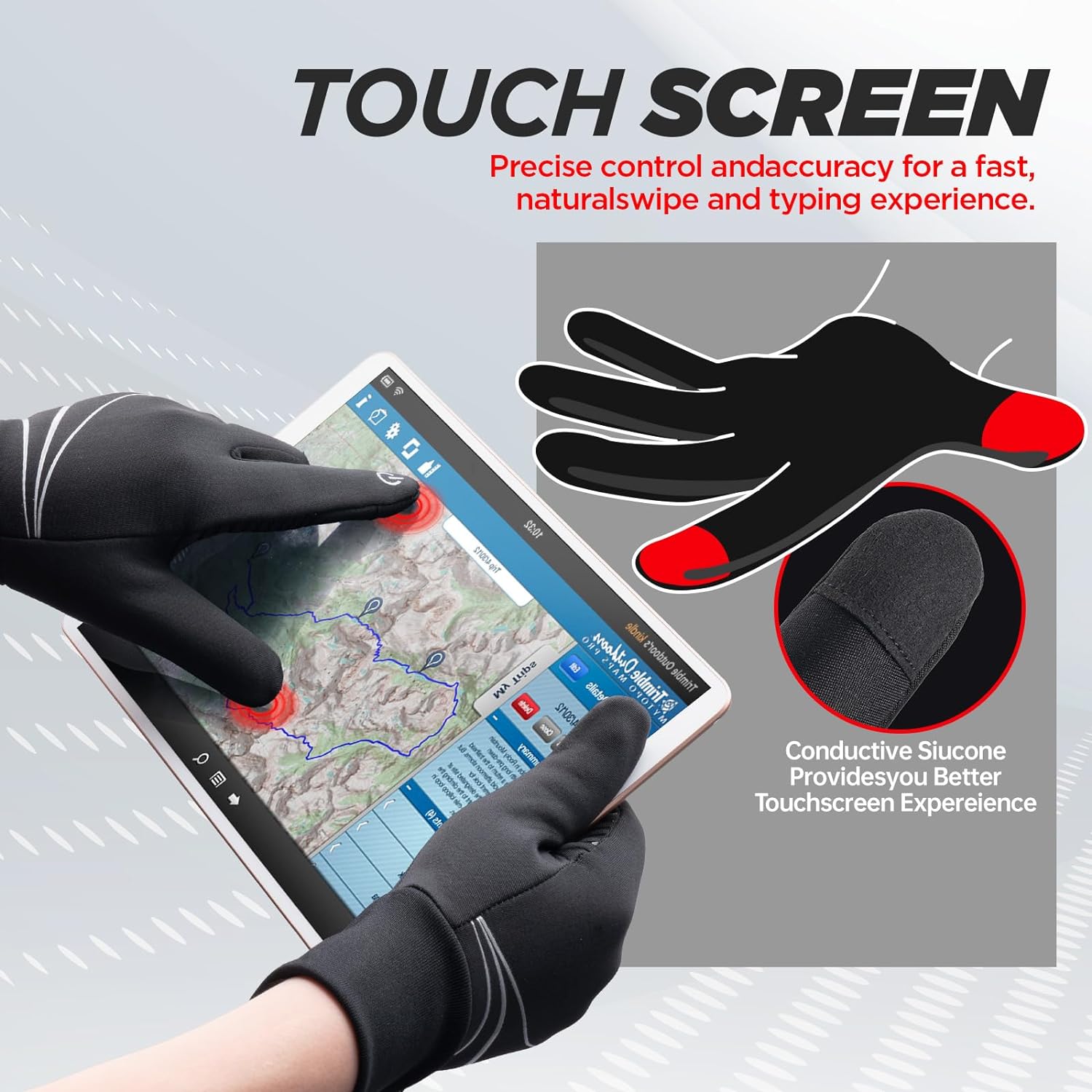 Thermal Gloves for Men Women, Winter Windproof Anti-Slip Touch Screen Running Gloves for Driving Riding Cycling Hiking - Image 4